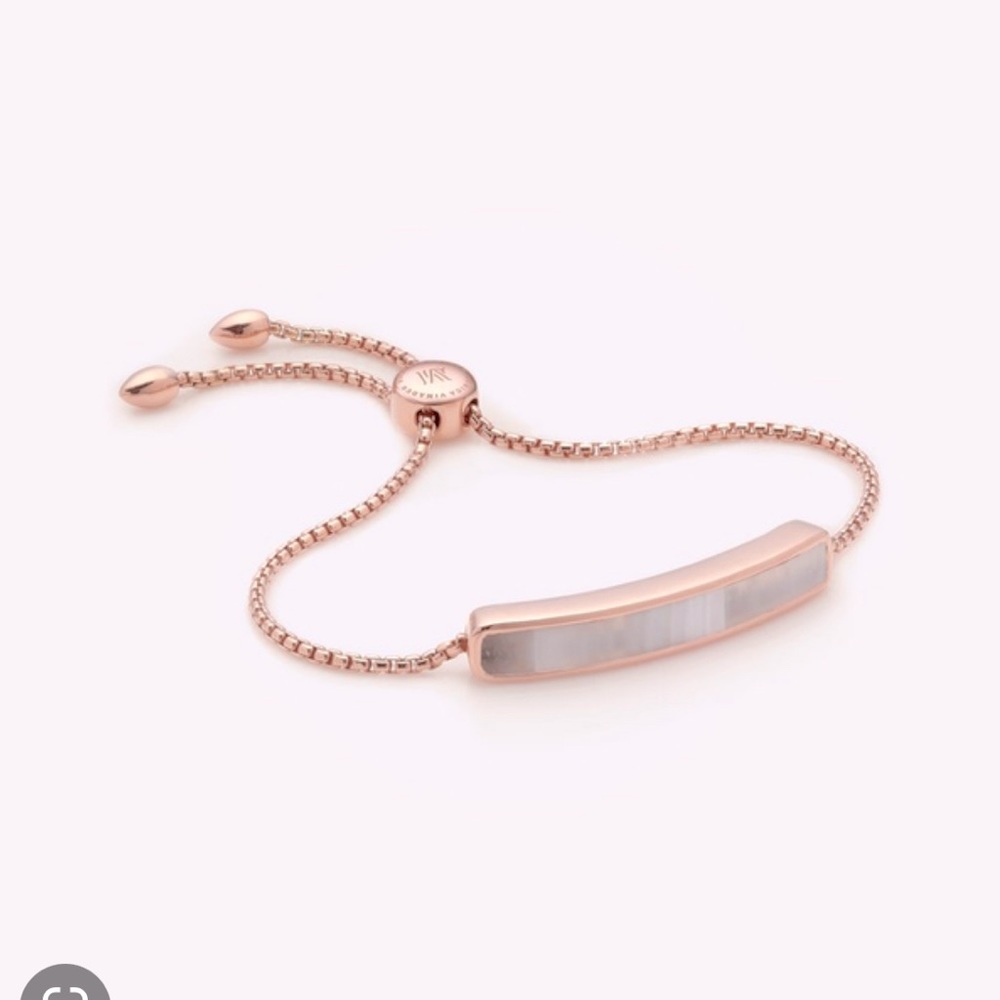 Monica Vinader Baja Friendship Bracelet with Semi Precious Grey Agate Stone